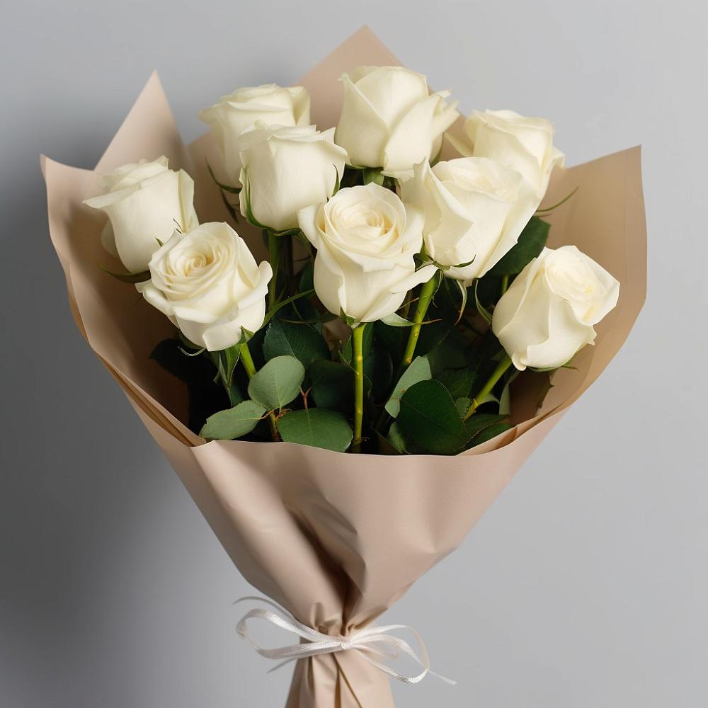 9 Белых роз Эдлесс Лав в Тацинской Букет 9 Белых роз Эдлесс Лав в Тацинской