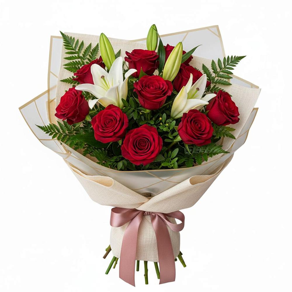 Букет цветов из: Лилии и Розы в Тацинской