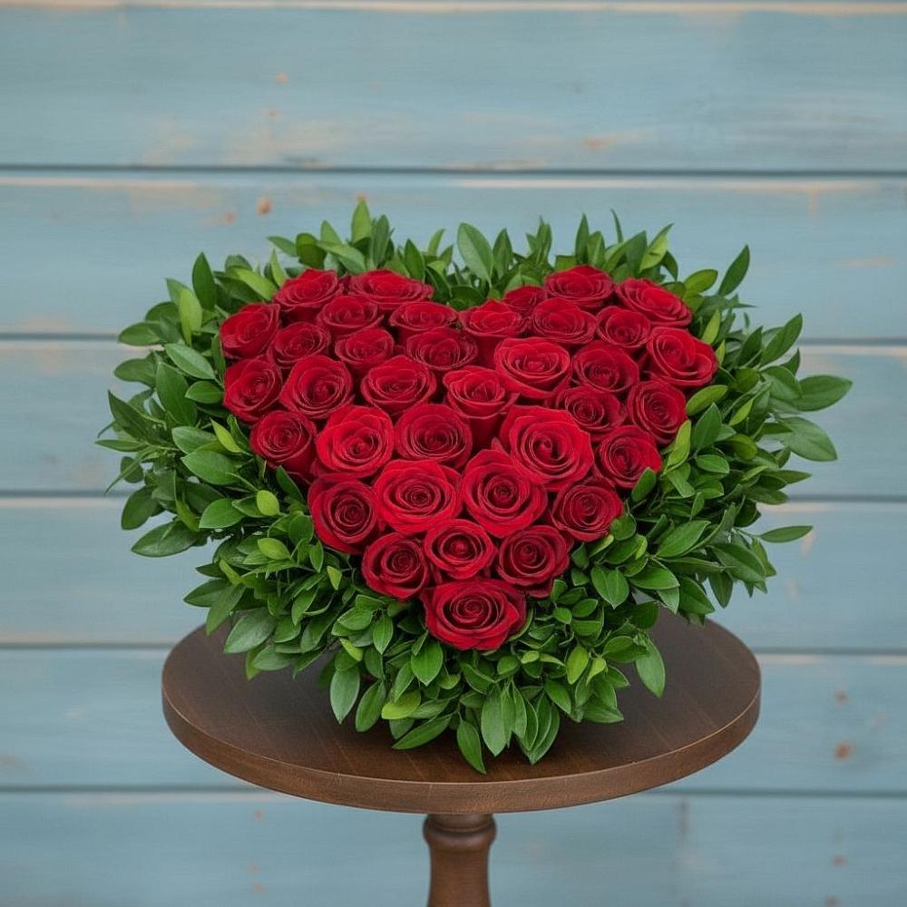 Цветочная композиция из Розы в виде сердца в Тацинской