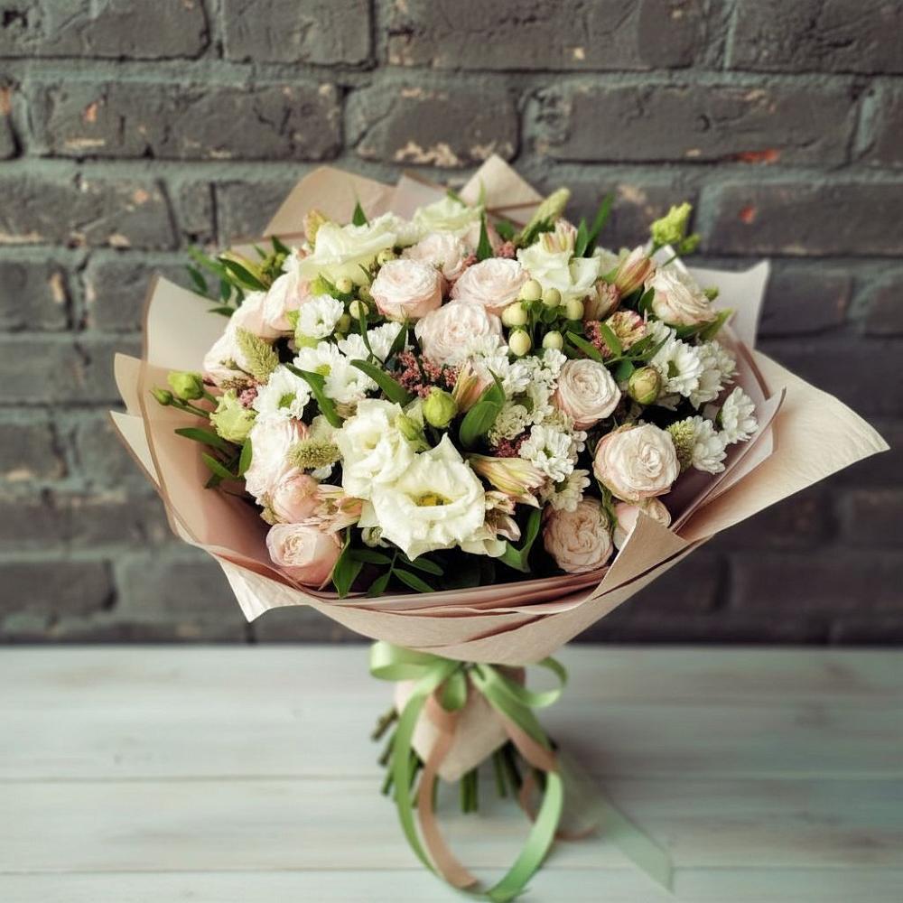 Букет цветов из: Альстромерии, Розы и Хризантемы в Тацинской