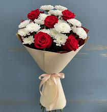 Букет романтическая гармония в Тацинской Букет цветов из:  Розы и Хризантемы в Тацинской