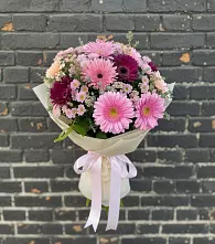 Букет яркие краски в Тацинской Букет цветов из:  Герберы и Хризантемы в Тацинской
