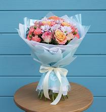 Букет Счастливые мгновение в Тацинской Букет цветов из:  Хризантемы и Розы в Тацинской